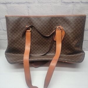 CELINE Women's Macadam Vintage Monogram Tote Bag M94 PVC Brown Good Condition